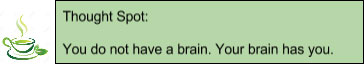 Thought Spot: You do not have a brain. Your brain has you.