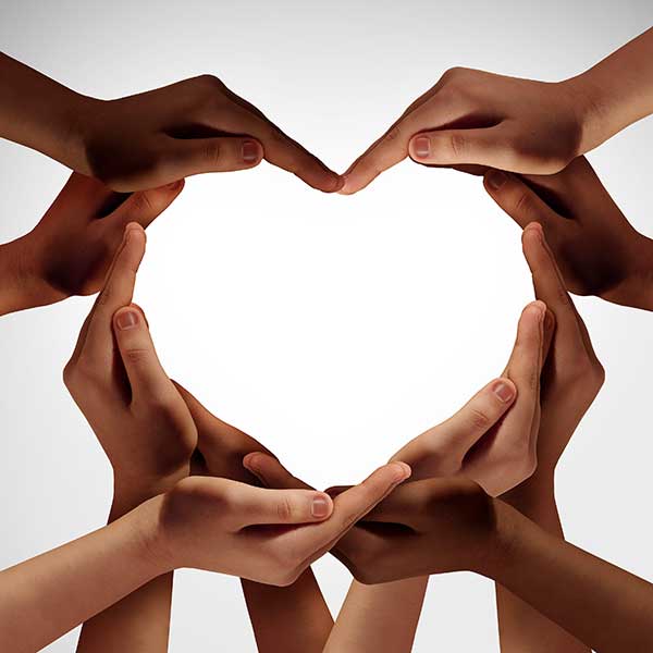 Hands in the shape of a heart.