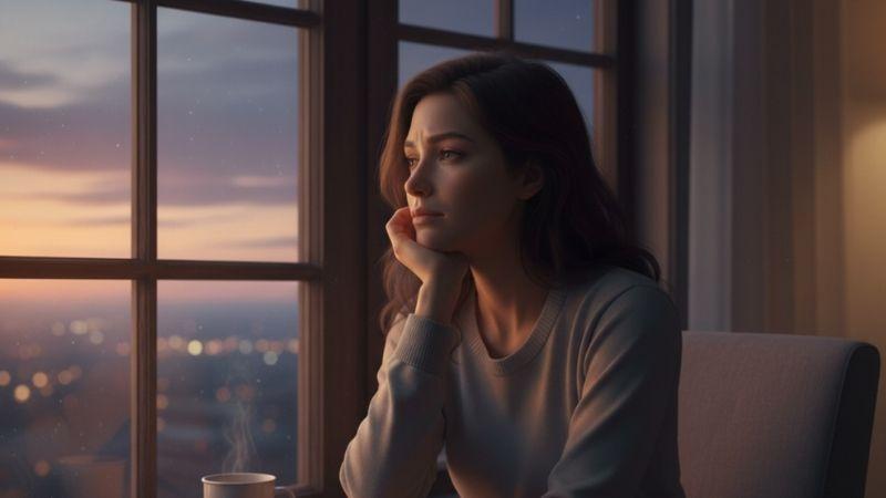Person reflecting quietly by a window, symbolizing emotional healing and self-acceptance after feeling like a burden.
