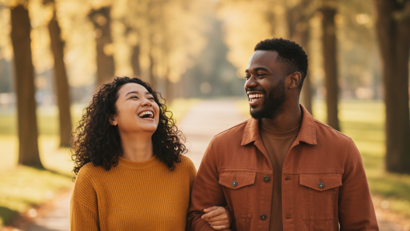  Two close friends laughing together outdoors, symbolizing the meaning of a true friend - warmth, trust, and genuine connection.